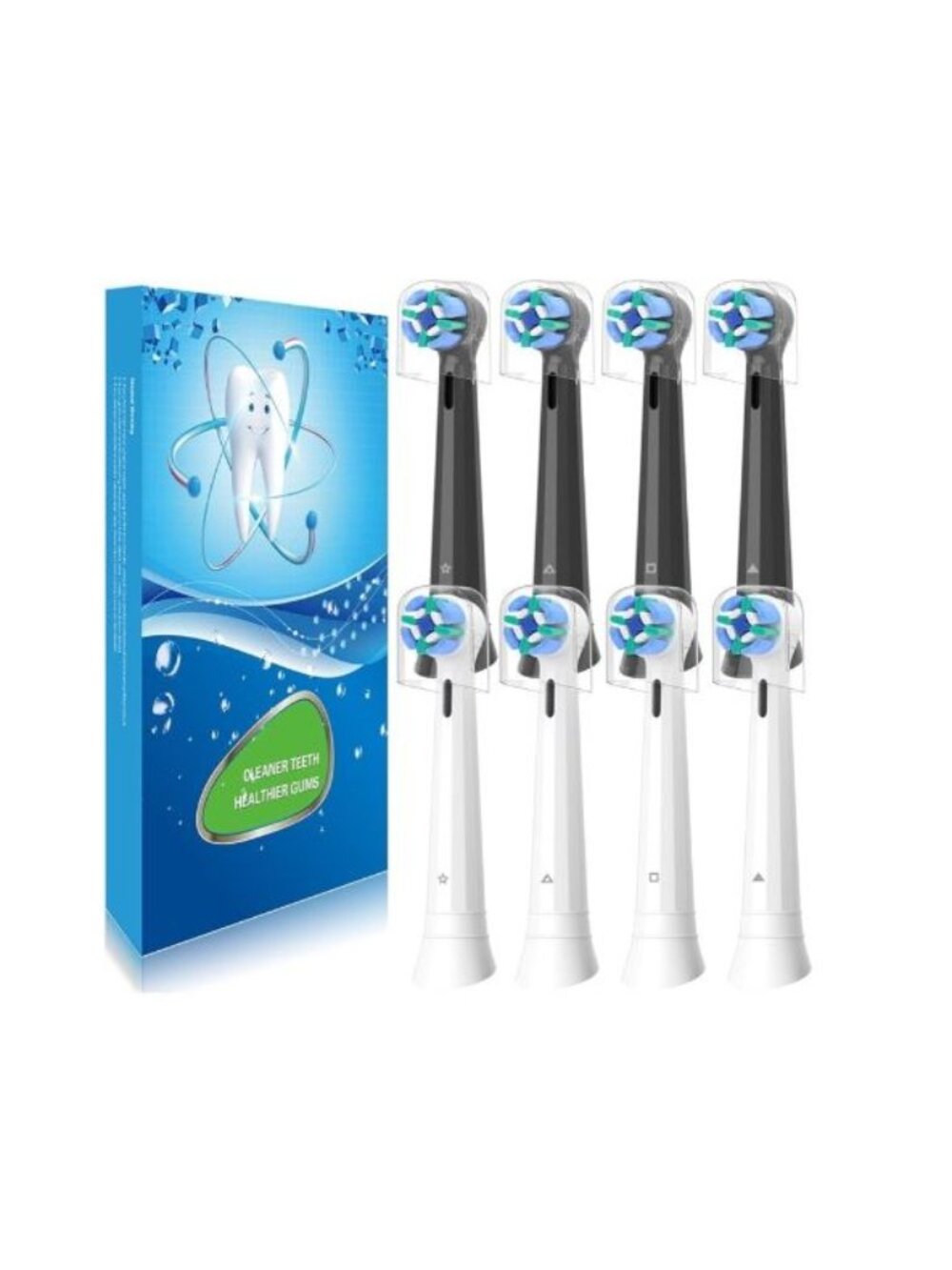 8 pack Replacement Heads Compatible Oral B iO Toothbrushes, Outside Of Box Rip